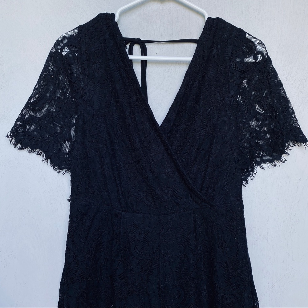 Trixxi Black Lace Short Sleeve Romper Jumpsuit - Picture 3 of 5